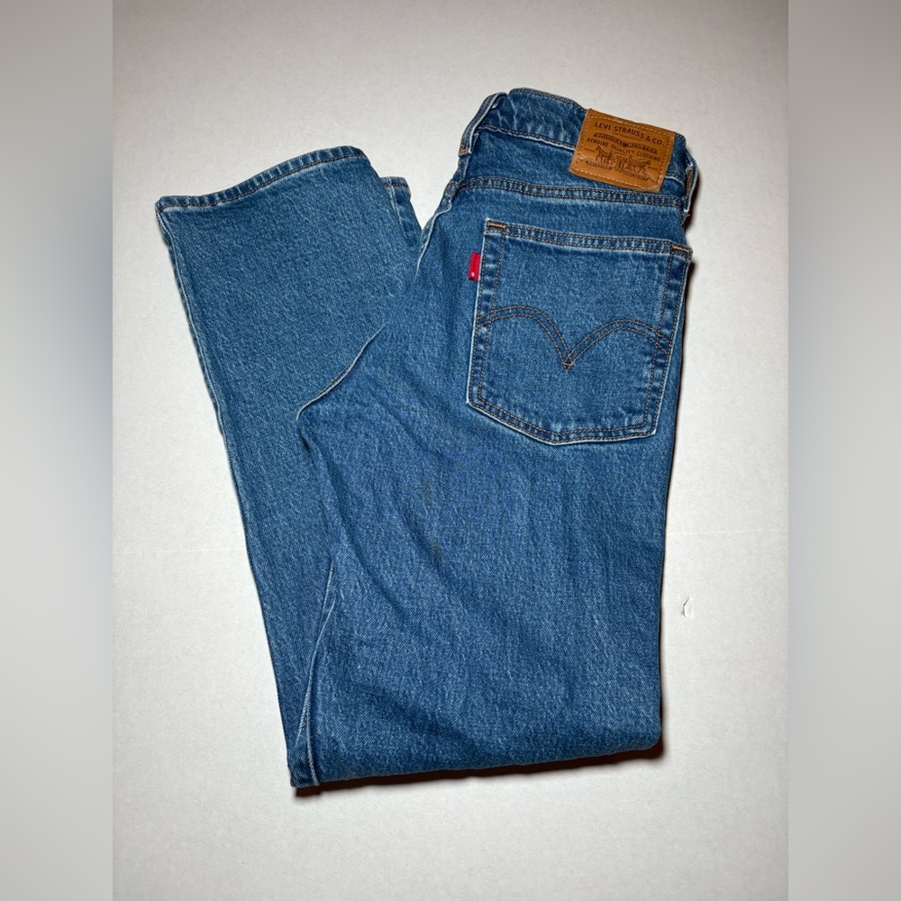women's LEVI'S Premium denim Jeans WEDGIE STRAIGHT Button Fly blue size 25W 26L